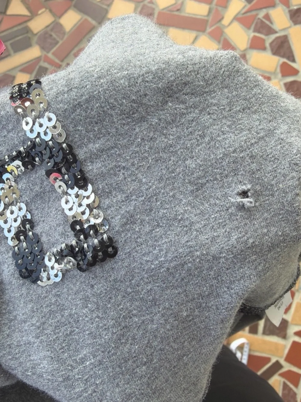 Victoria's Secret Black Leggings with Silver Sequin Waistband